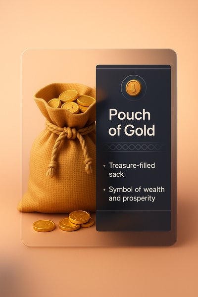 3D Illustration of a Pouch of Gold with Detailed Design Elements