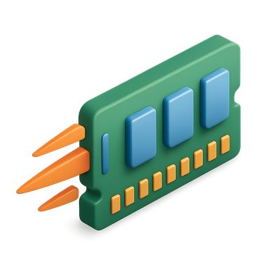 Stylized 3D RAM Icon with Volumetric Design