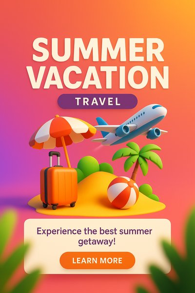 Vibrant Summer Vacation Travel Graphic for Promotions