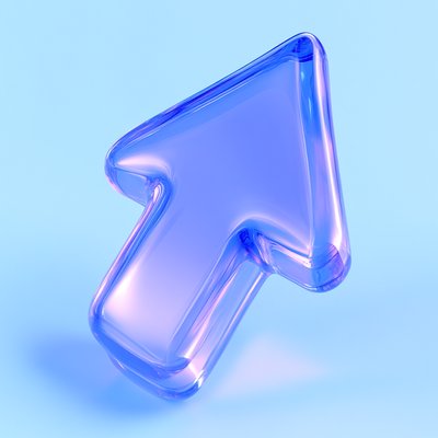 3D Glossy Arrow Icon with Soft Lighting