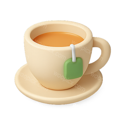 Cute Stylized Tea Cup Icon with Saucer