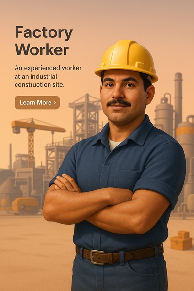 Confident Factory Worker in Industrial Setting
