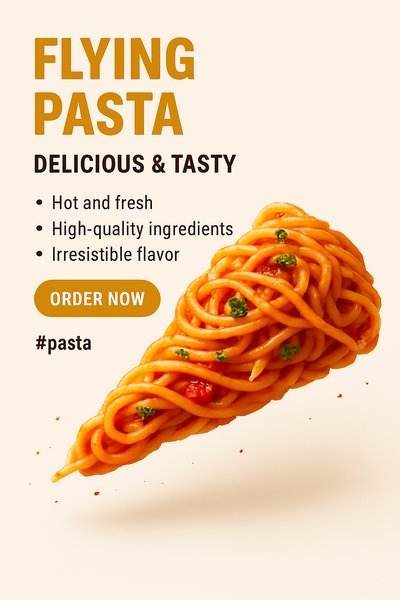 Promotional Food Graphic Featuring Delicious Pasta