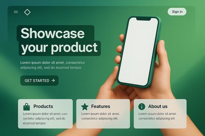 Presentation of a Green Smartphone in a Landing Page Design