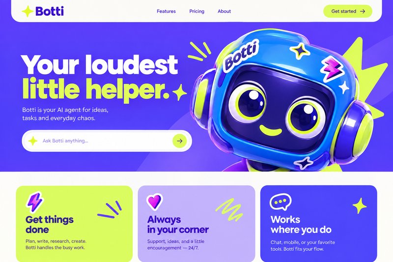 Colorful AI agent landing page