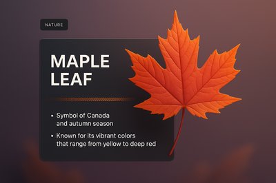 Stunning 3D Illustration of a Maple Leaf with Informative Overlay