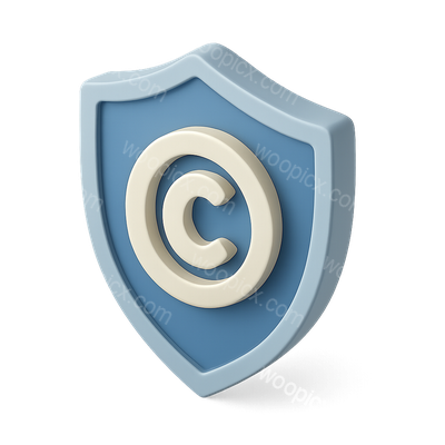 3D Copyright Shield Icon with Isometric View