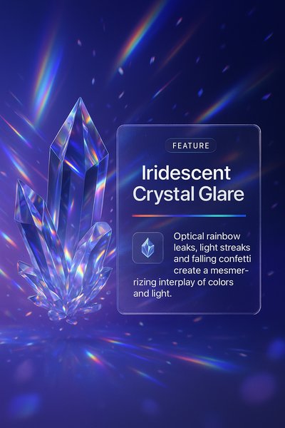 Iridescent Crystal Glares with Vibrant Light Streaks and Effects