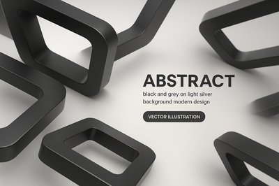 Abstract Geometric Design with Black and Grey Shapes