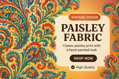 Vintage Paisley Fabric Promotion with Hand-Painted Look