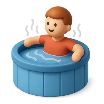 3D Hot Tub Icon with Person Relaxing