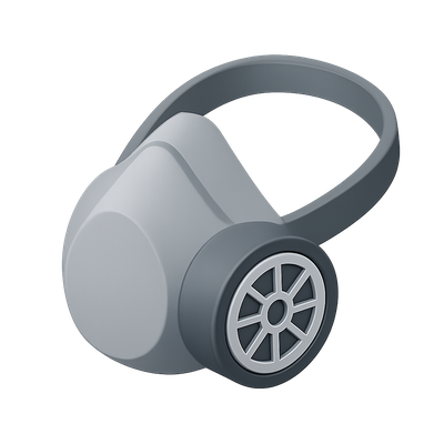 3D Dust Mask Icon in Isometric View with Filter