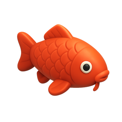 3D Carp Icon with Isometric Design and Volumetric Effect