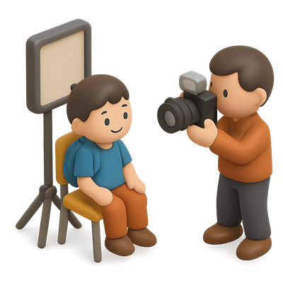 3D School Photographer Icon with Child Subject