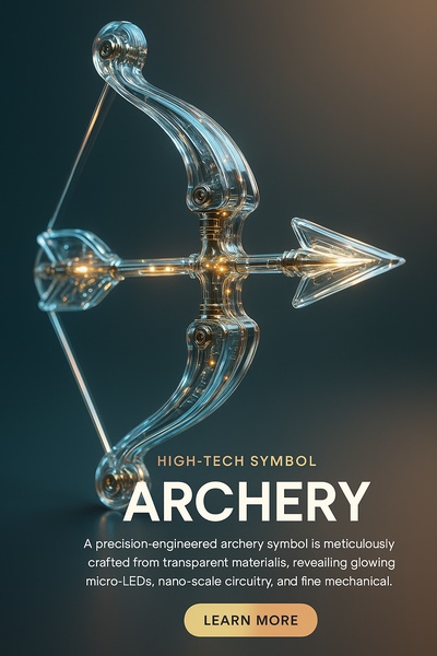 Hyperrealistic Archery Symbol with High-Tech Aesthetics