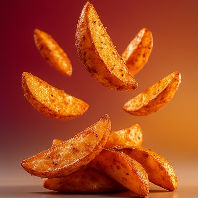 Dynamic Floating Potato Wedges in Realistic Style