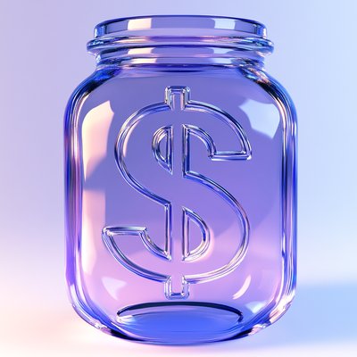 Transparent Glass Jar with Dollar Sign Design