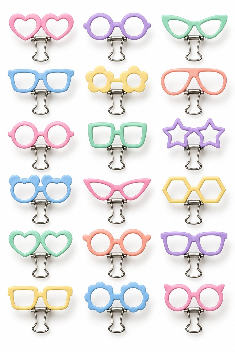 Pastel eyeglasses binder clips