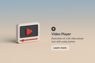 3D Video Player Icon Illustration with Play Button