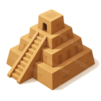 3D Sumerian Ziggurat Icon with Isometric View