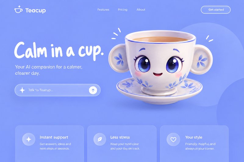 Charming AI landing page design