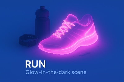 Fluorescent Running Scene with Neon Elements