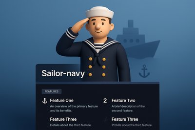 3D Illustration of a Sailor with Feature Descriptions