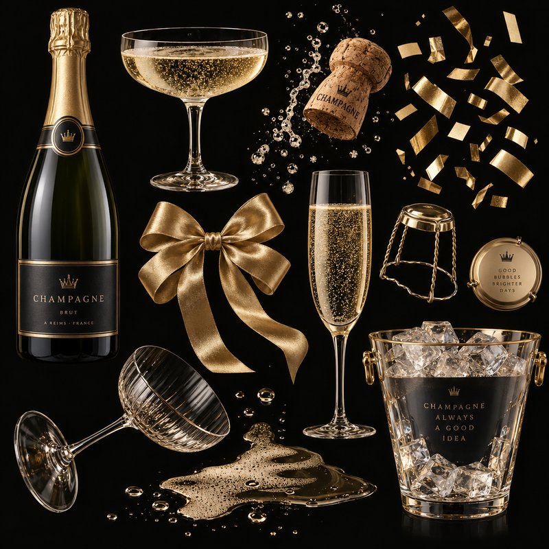 Luxury champagne celebration elements