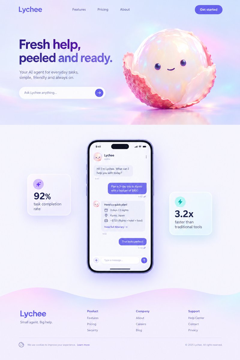 AI agent landing page design