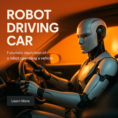 Futuristic Robot Driving a Car in Realistic Style