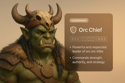 Imposing Orc Chief in 3D Illustration with Design Elements