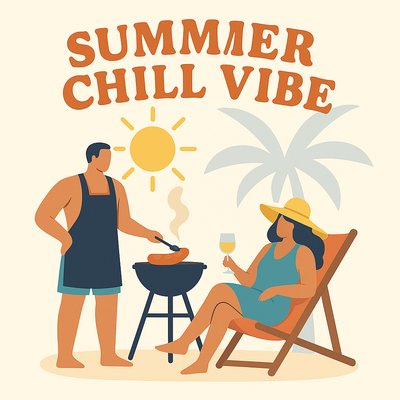 Summer Vibes Illustration Featuring BBQ and Relaxation