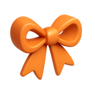 Stylish 3D Decorative Bow Icon in Orange Hue