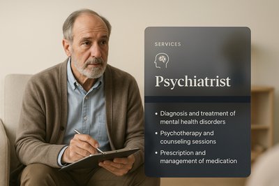 Professional Psychiatrist Illustration for Mental Health Services