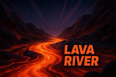 Dynamic Lava River Illustration with Bold Text
