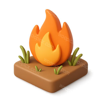 3D Brushfire Icon with Volumetric Design