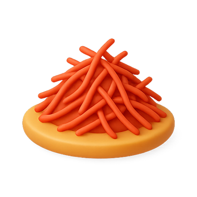 3D Render of Stylized Pasta Dish with Vibrant Colors