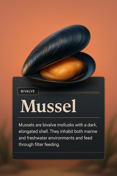3D Illustration of a Mussel with Informative Overlay