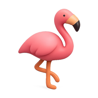 Stylized Cartoon Flamingo Character Design
