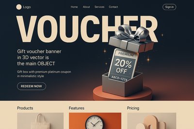 3D Gift Voucher Banner with Premium Coupon Design