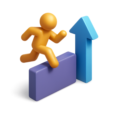 3D Icon Representing Progress and Overcoming Limits