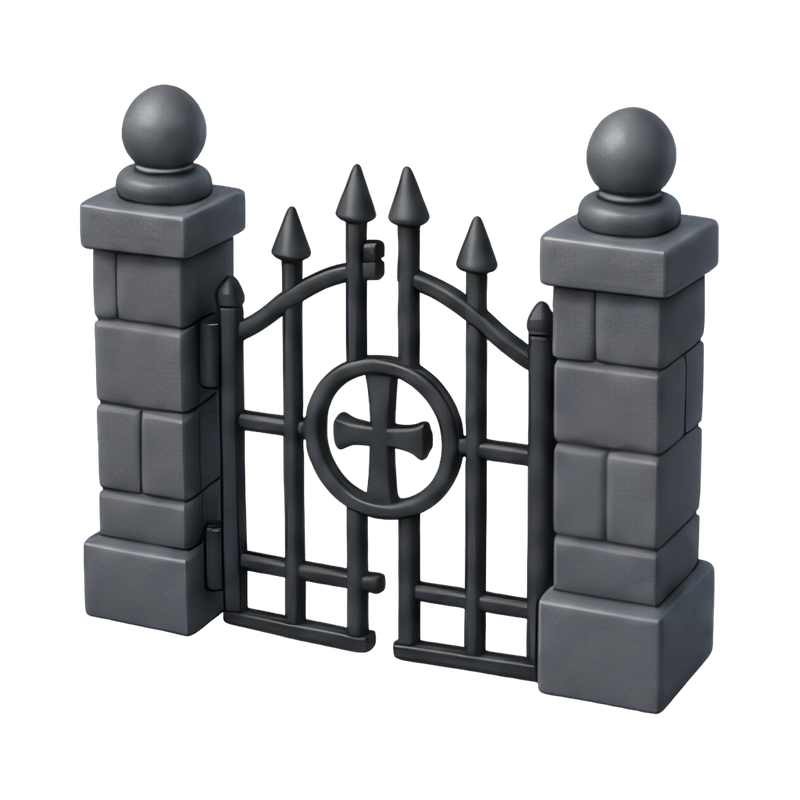 rustic cemetery iron gate