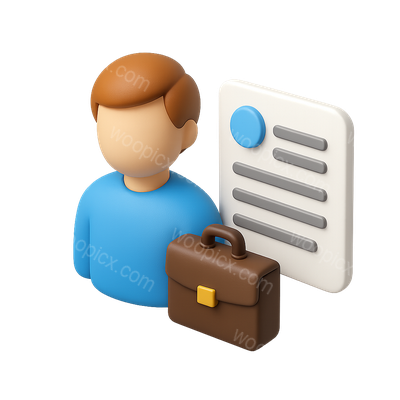 3D Business Icon Featuring Briefcase and Document Design