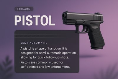 3D Illustration of a Semi-Automatic Pistol with Informative Overlay