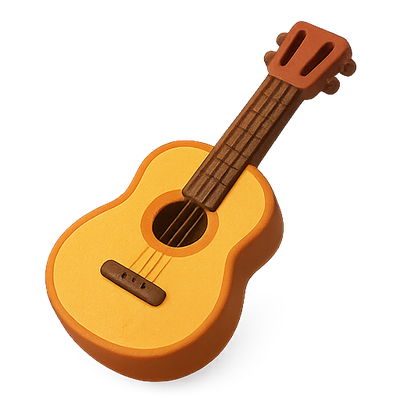 Colorful Cartoon-Style Guitar Illustration