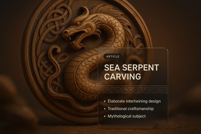Intricate Sea Serpent Carving in 3D Illustration