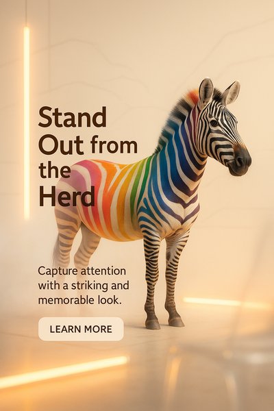 Vibrant Zebra with Rainbow Stripes for Attention-Grabbing Marketing