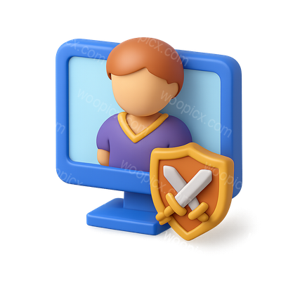 3D MMORPG Icon with Character and Shield Design