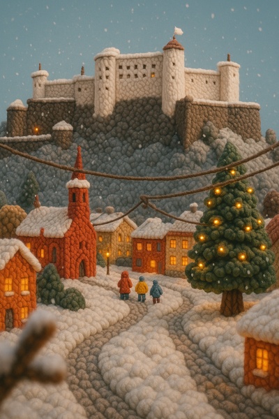 Winter Fortress Crafted from Yarn in a Charming Scene