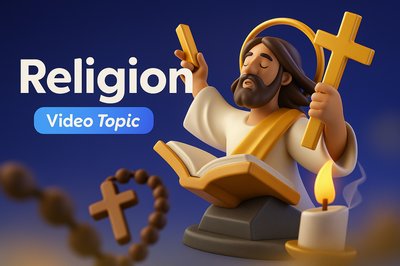 Dynamic 3D Illustration of Religion Theme